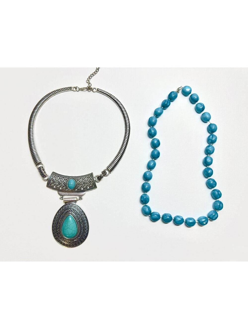 Vintage Looking Set of Turquoise Lovers Necklaces